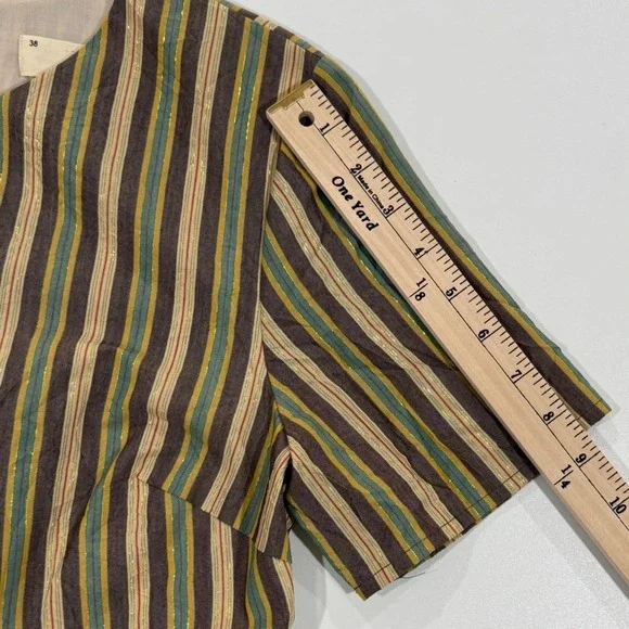 THE Korner Multi Color Striped Metallic Tiered Maxi Dress 38 US 6/8 Med W497 - Picture 11 of 11